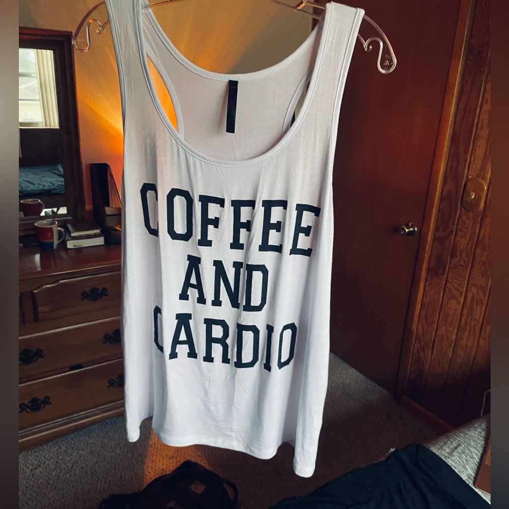 Electric Pink Coffee & Cardio Oversized Tank Top | NWoT